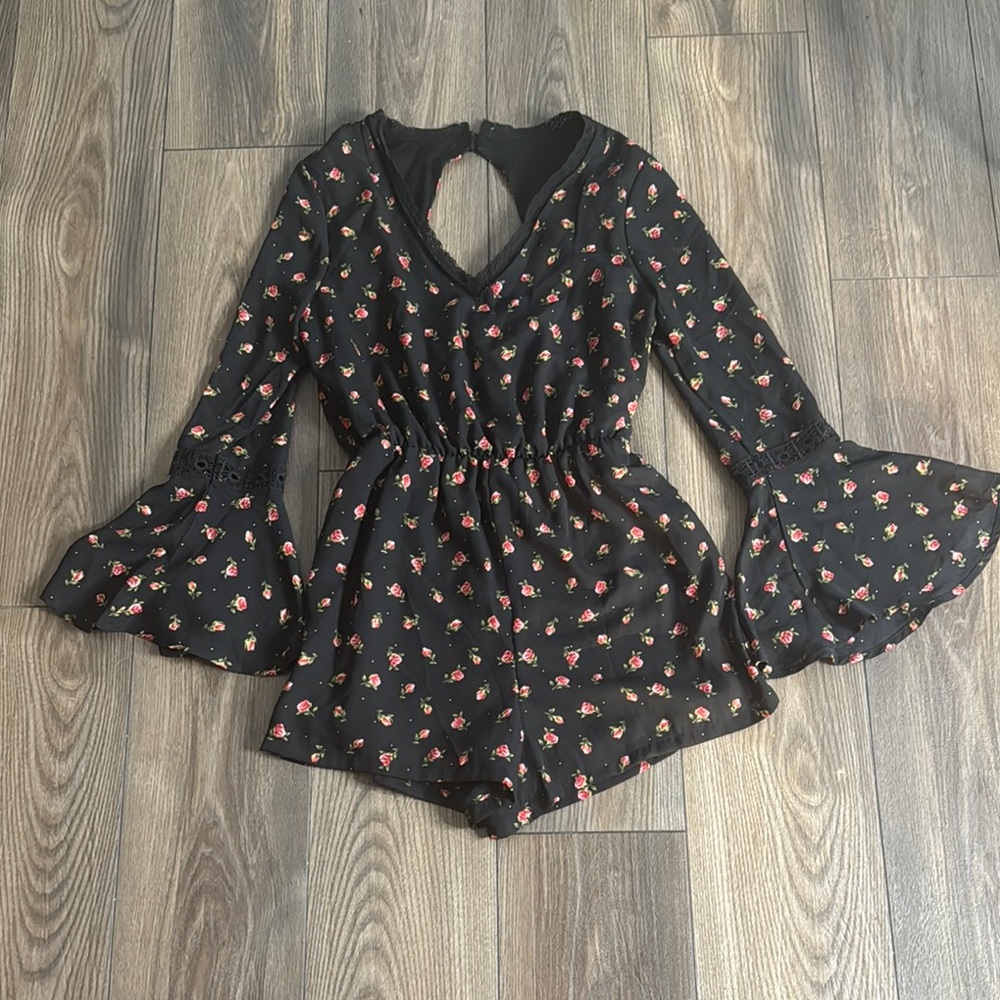 Floral Black Women's Romper